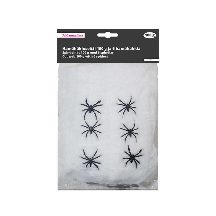 Halloween, Spider Web 100 G, White And 6 Spiders