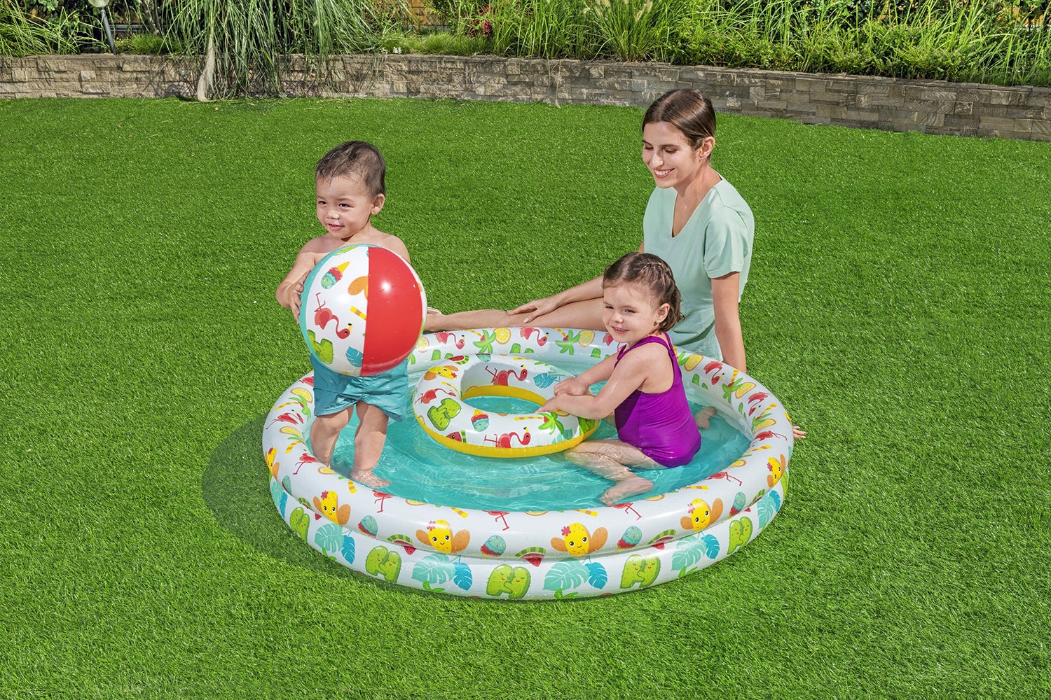 3-i-1 Set med Barnpool, Simring & Badboll Ø122 cm