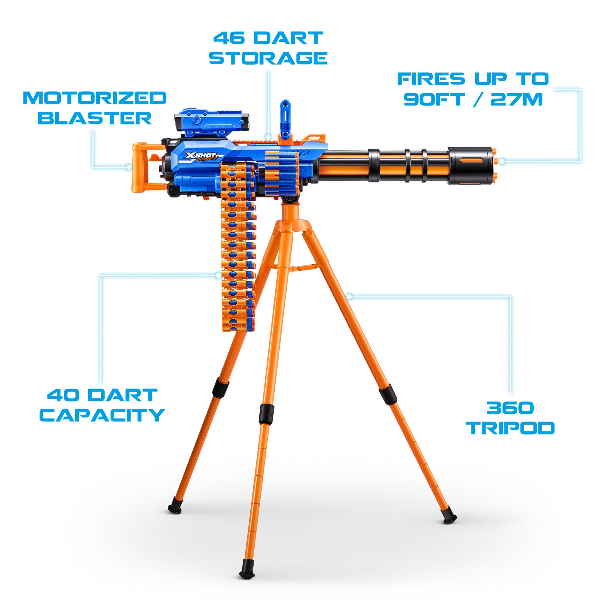 XSHOT Insanity Motorized Rage Fire Gatlin Gun with tripod