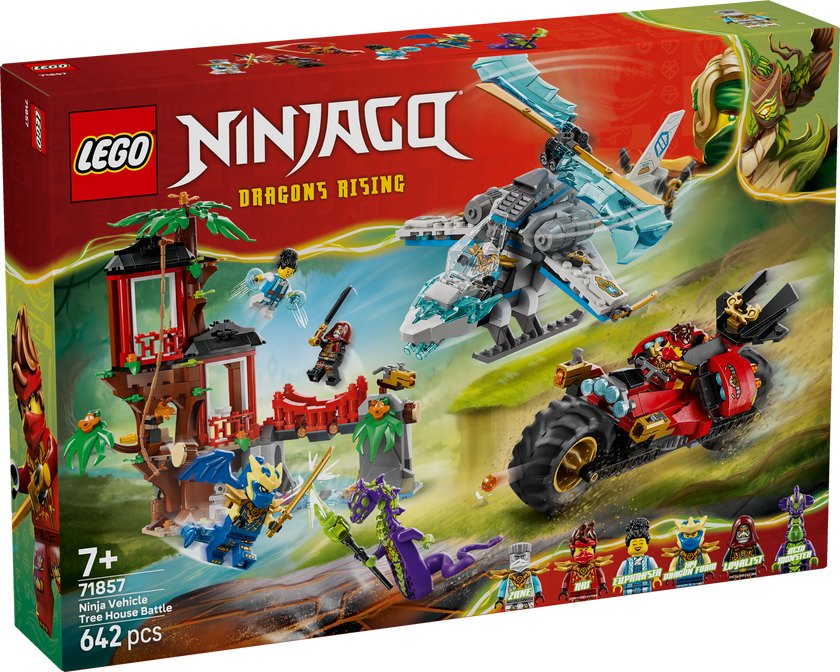 LEGO® NINJAGO® Ninjornas fordonsstrid vid trädkojan Lekset 71857