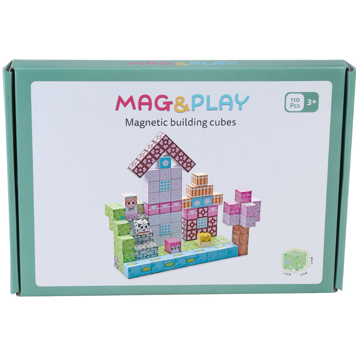 Mag&Play Building Cubes 2 cm 110 st Rosa