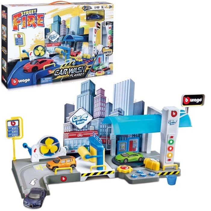 1:43 Street Fire Car Wash Playset Garage