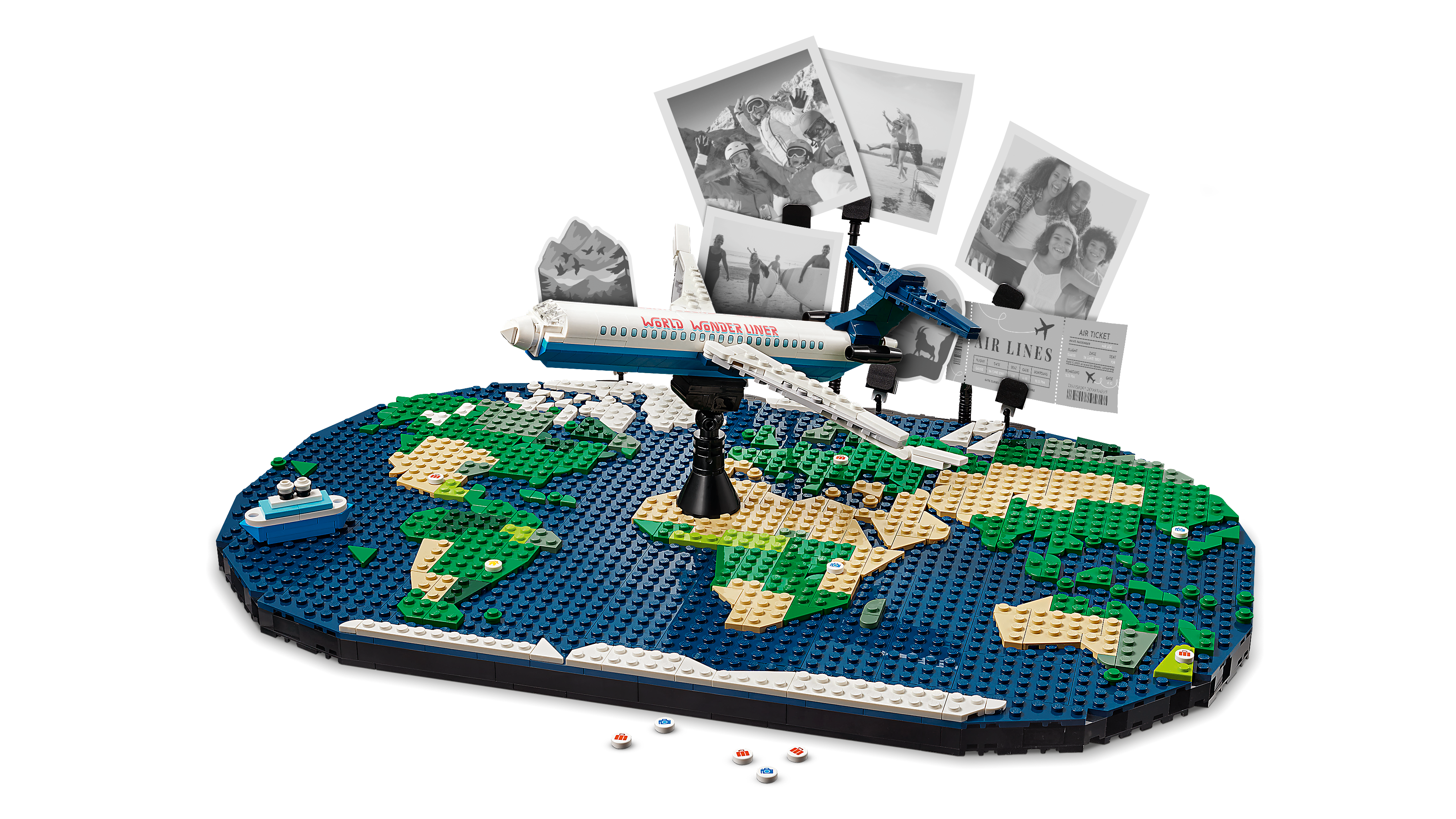 Reseminnen LEGO® Reseminnen Bygg- och lekset med världskarta 41838