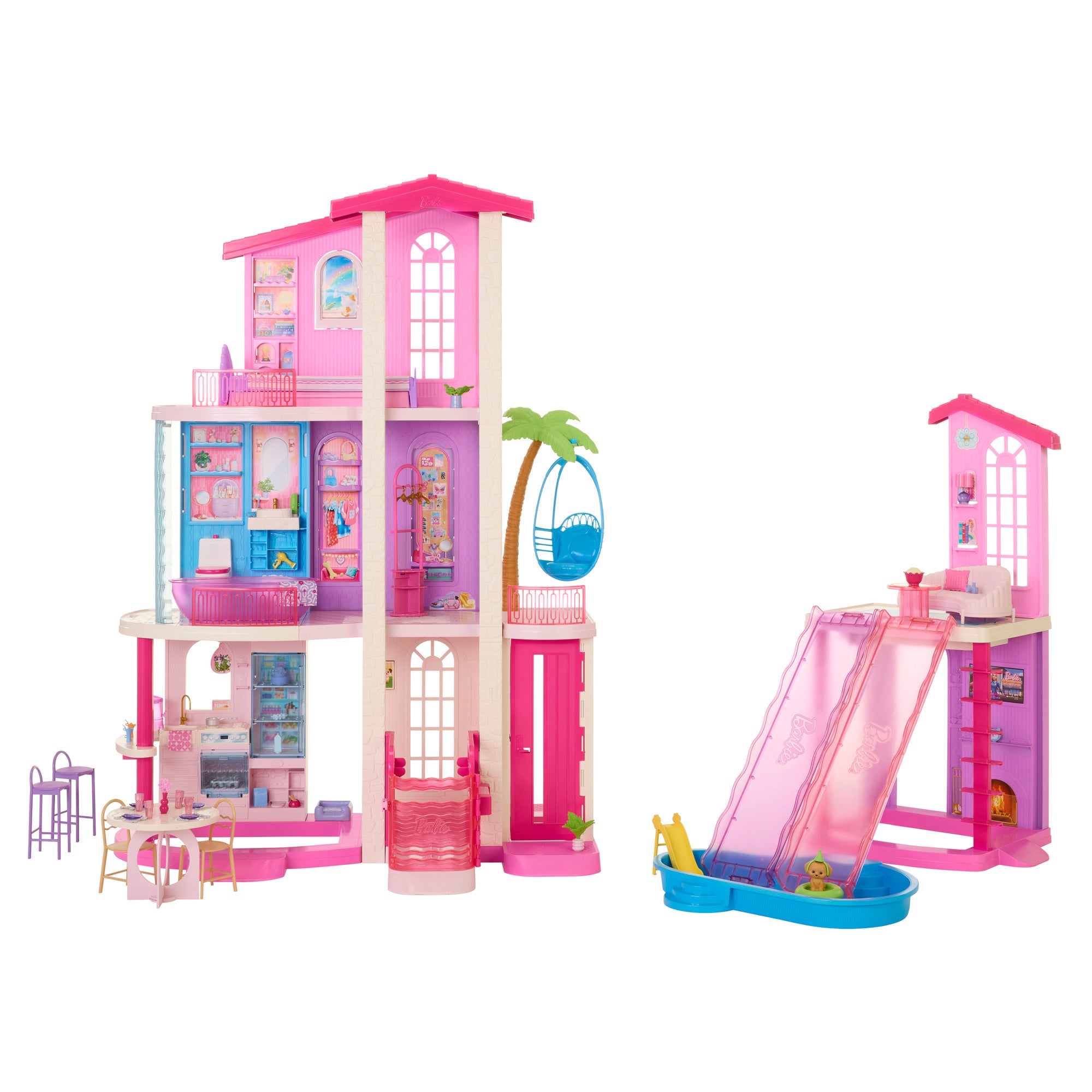 Barbie Dreamhouse med 2 hus, pooler och rutschkanor