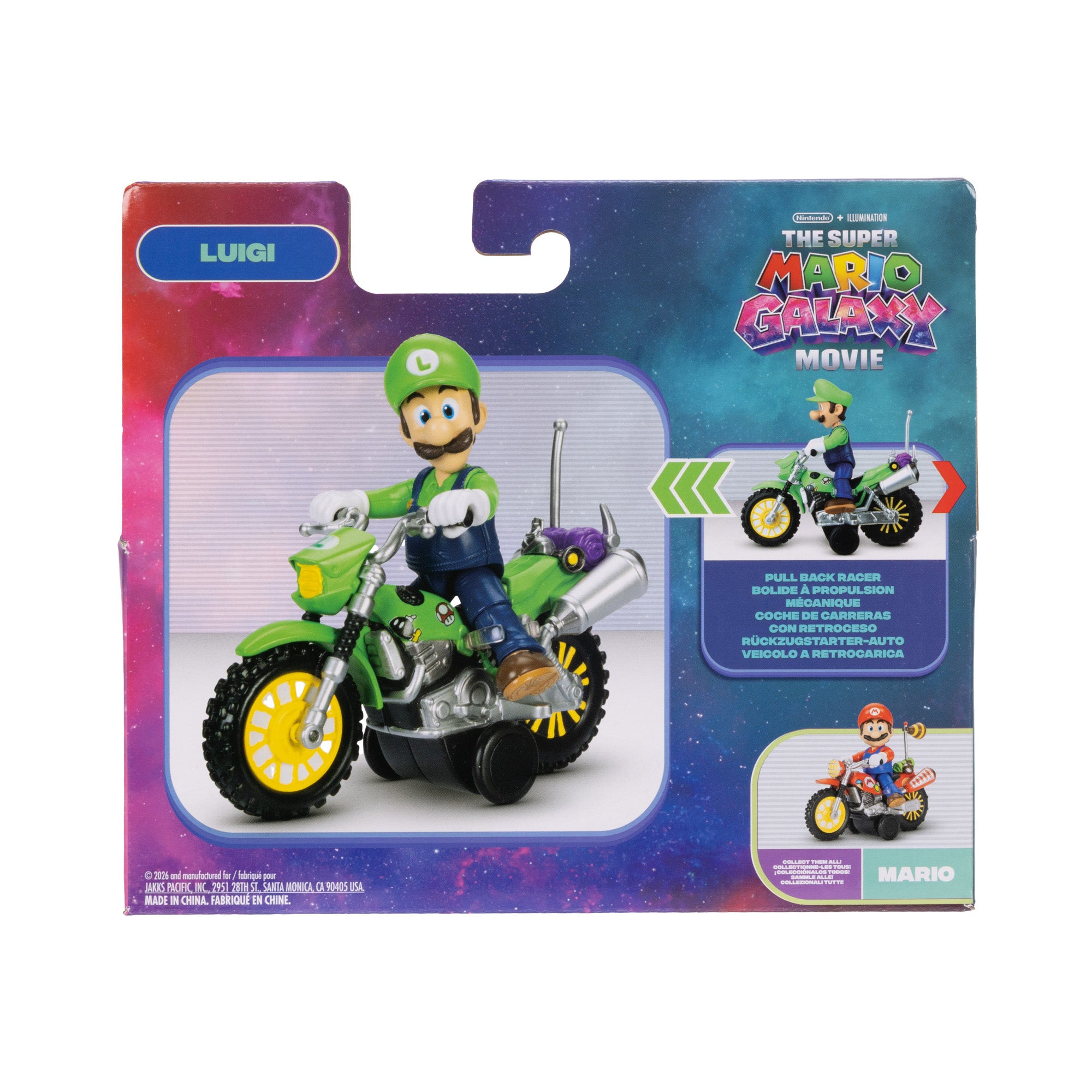 Super Mario Movie Luigi med motorcykel 2,5 tum