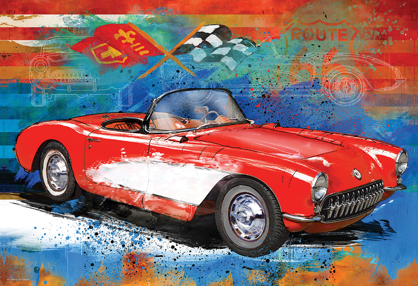 Corvette Cruising Tin Pussel i metallåda