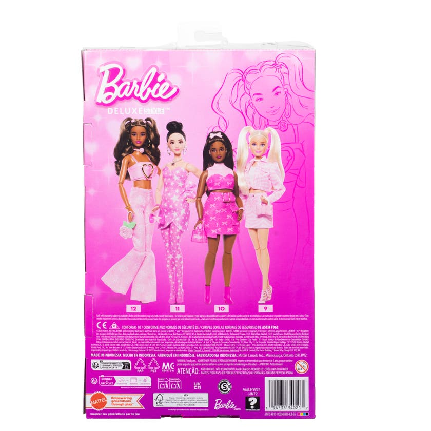 Barbie Deluxe Style Docka med Rosmönstrad Jeanslook